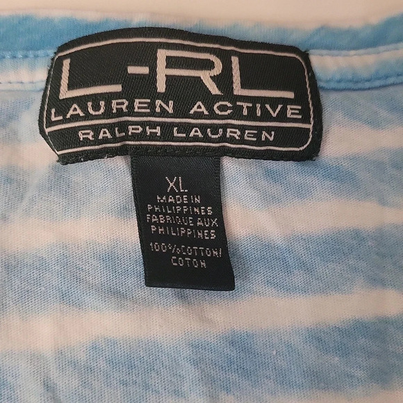 LRL Lauren Active Blue White Stiped Top - Picture 4 of 4